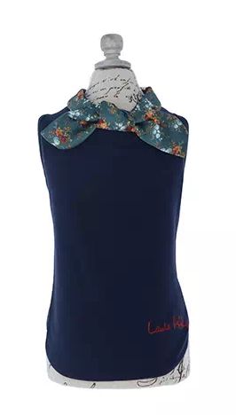 LAURA ASHLEY<br>プリントスカーフ Ｔシャツ(NV)
